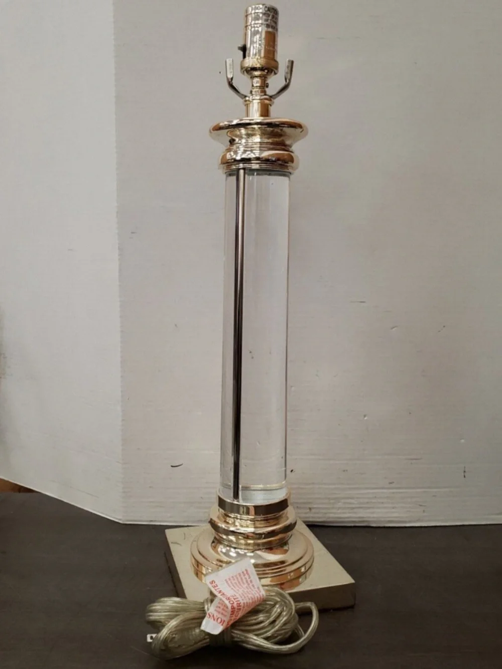 2 Vintage Restoration Hardware RH nickel/lucite column table lamps 23.5” SET/2 - Picture 5 of 14